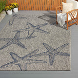 8' X 9' Blue And Gray Starfish Indoor Outdoor Area Rug - Homeroots - Flyclothing LLC