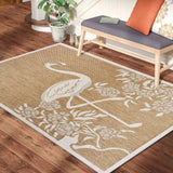 5' X 7' Beige Floral Indoor Outdoor Area Rug - Homeroots - Flyclothing LLC