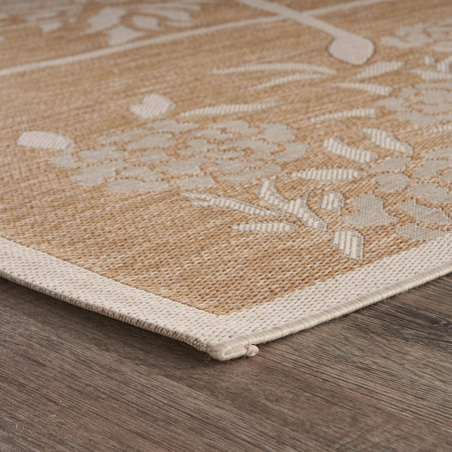 8' X 10' Beige Floral Indoor Outdoor Area Rug - Homeroots - Flyclothing LLC