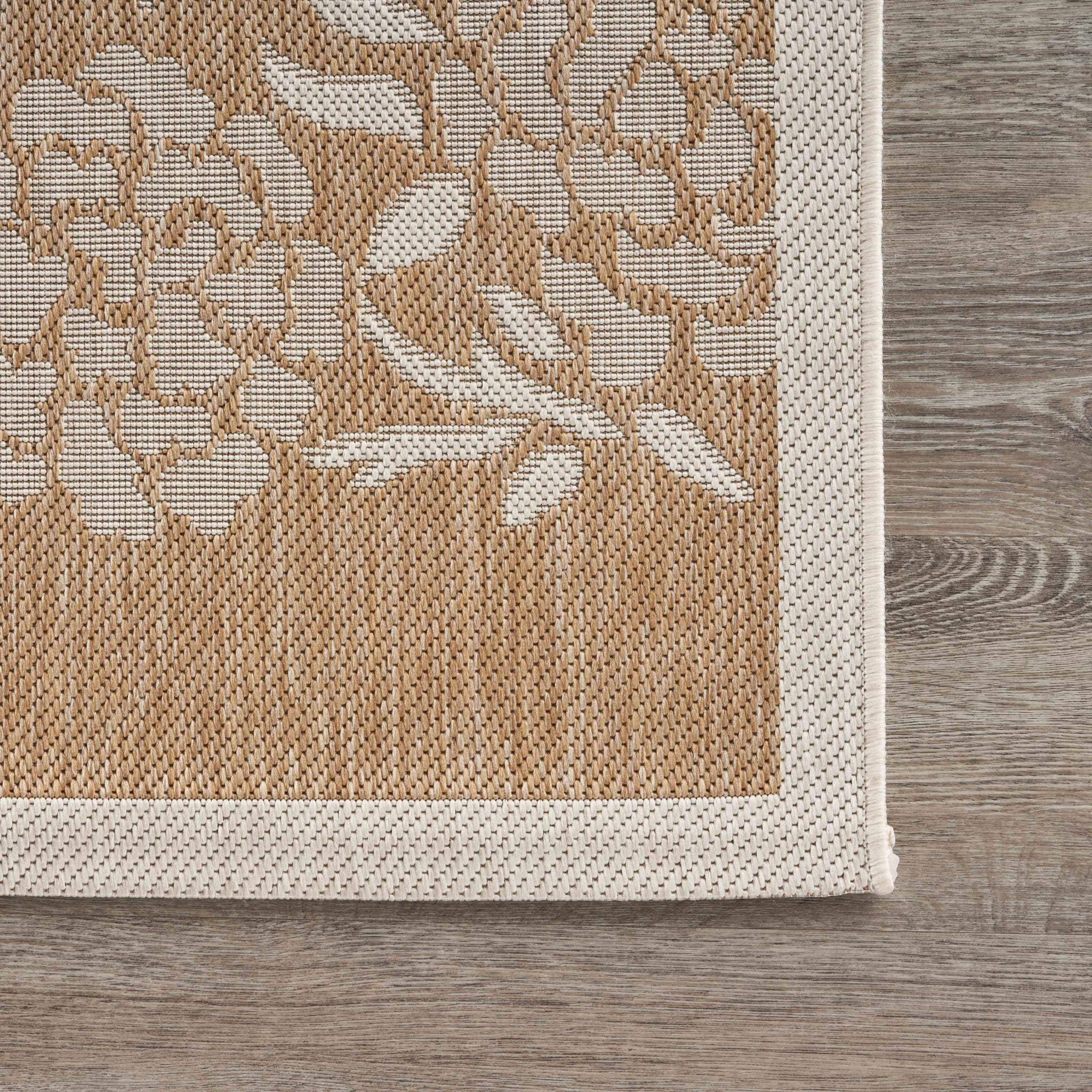 8' X 10' Beige Floral Indoor Outdoor Area Rug - Homeroots - Flyclothing LLC