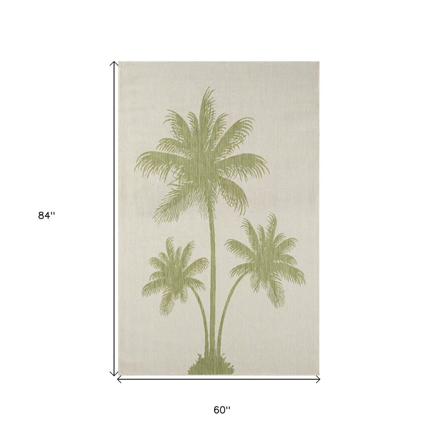 5' X 7' Beige Floral Indoor Outdoor Area Rug - Homeroots - Flyclothing LLC