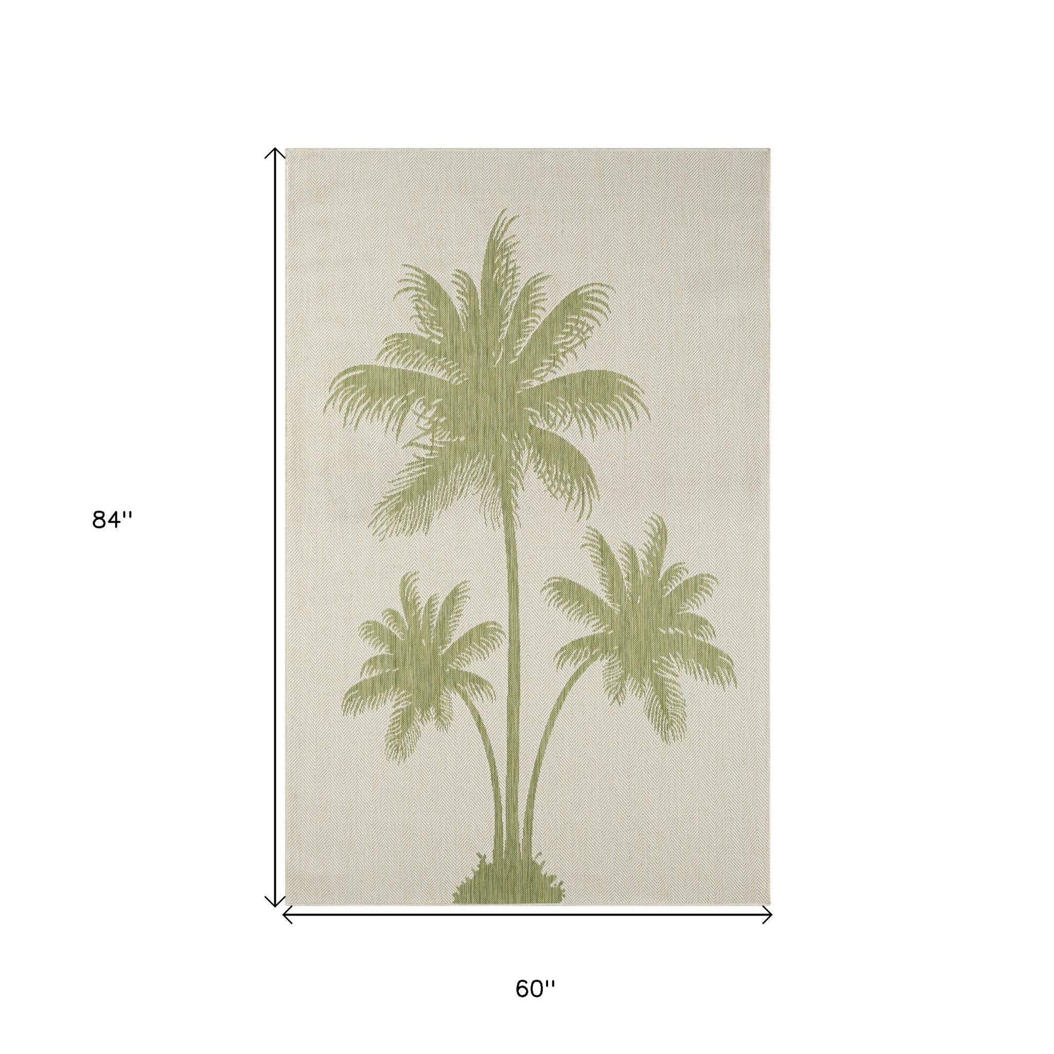 5' X 7' Beige Floral Indoor Outdoor Area Rug - Homeroots - Flyclothing LLC