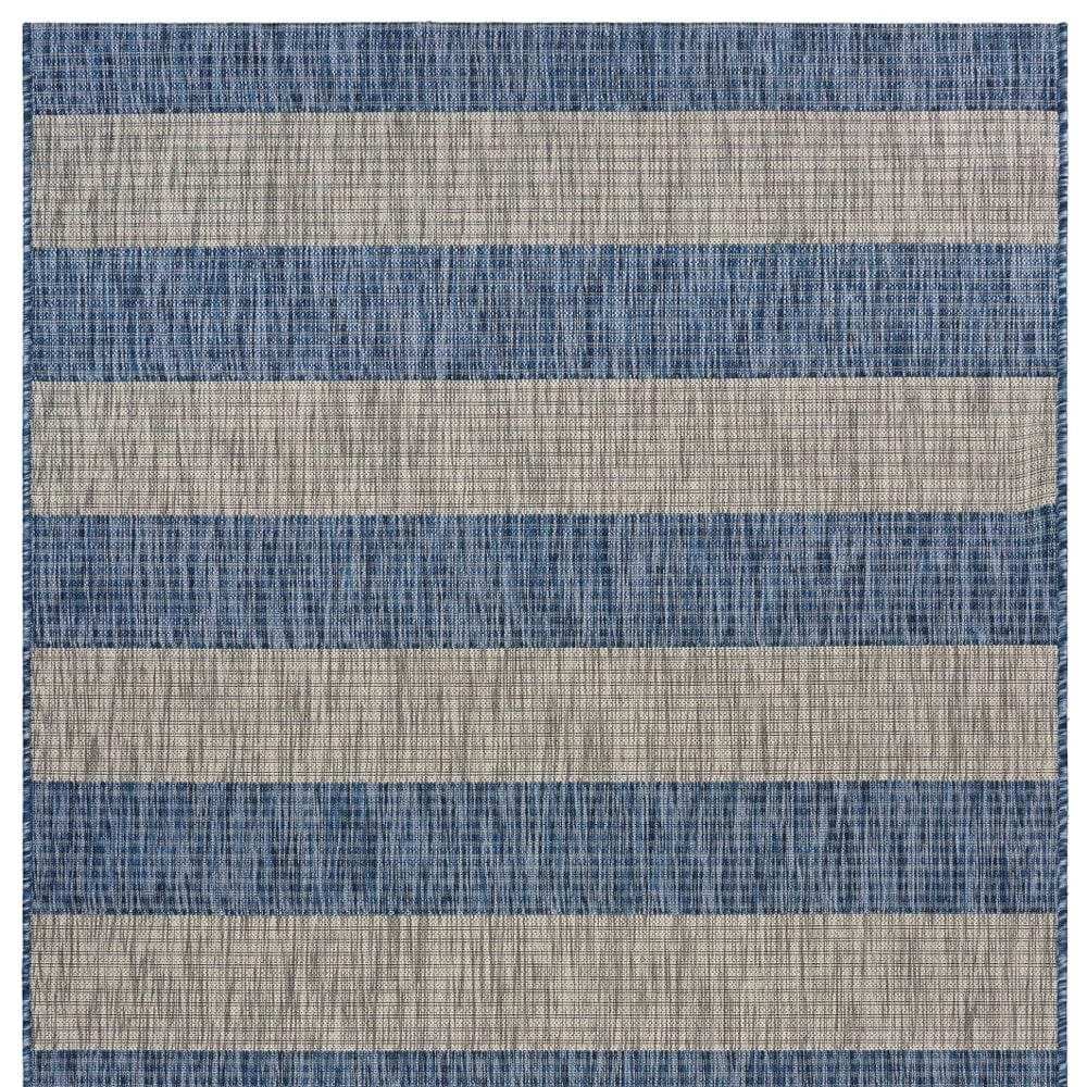 8' X 10' Blue And Gray Striped Indoor Outdoor Area Rug - Homeroots - Flyclothing LLC
