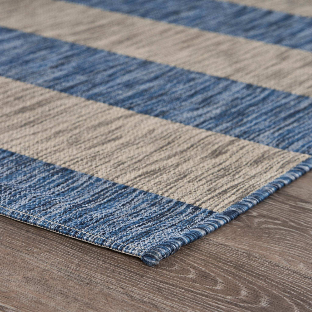 8' X 10' Blue And Gray Striped Indoor Outdoor Area Rug - Homeroots - Flyclothing LLC