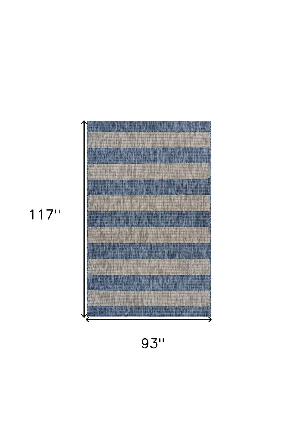 8' X 10' Blue And Gray Striped Indoor Outdoor Area Rug - Homeroots - Flyclothing LLC