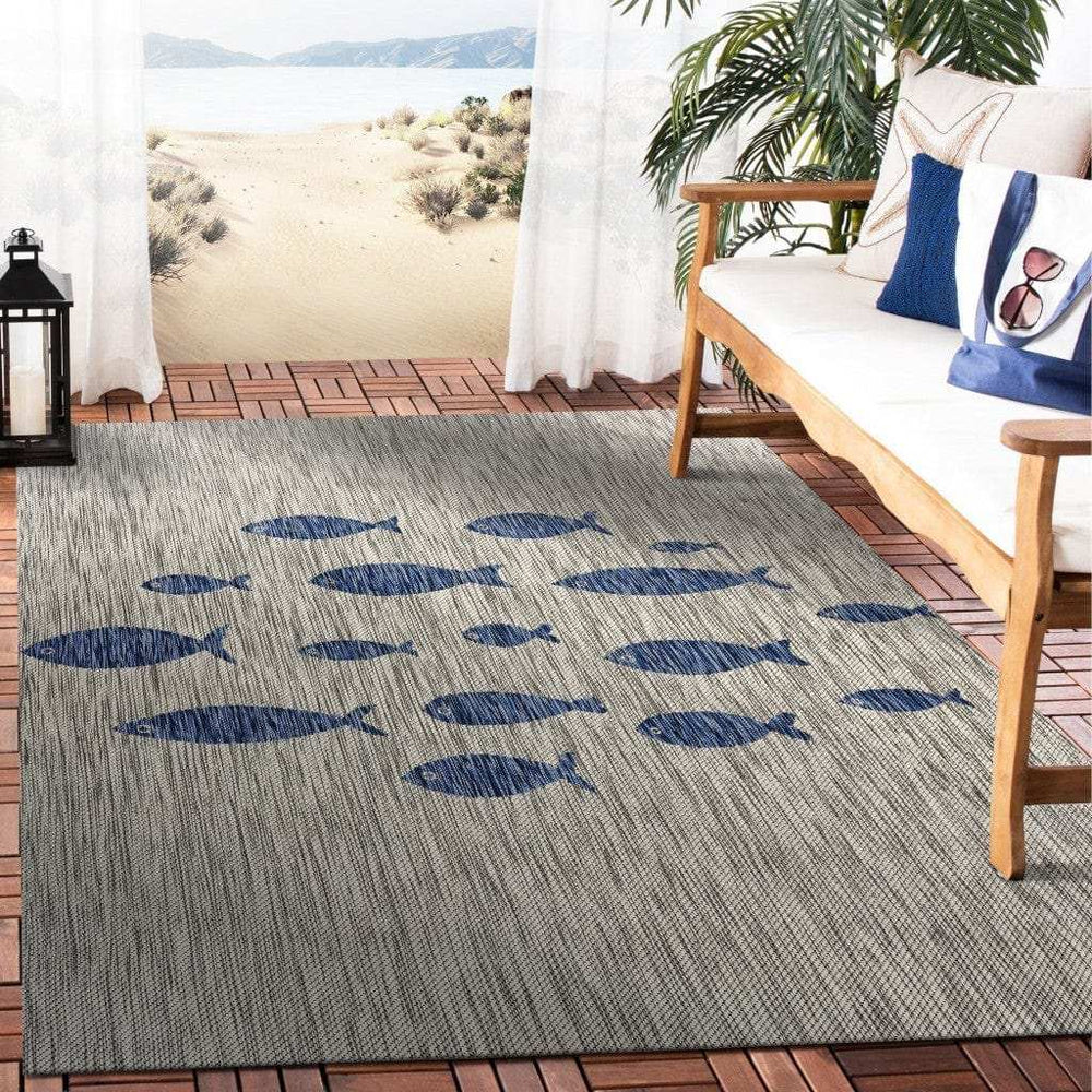 8' X 10' Gray Indoor Outdoor Area Rug - Homeroots - Flyclothing LLC