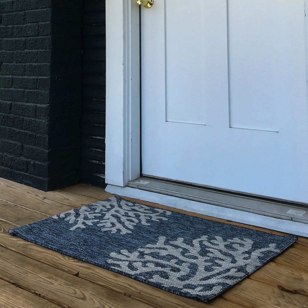 2' X 3' Blue And Gray Indoor Outdoor Area Rug - Homeroots - Flyclothing LLC