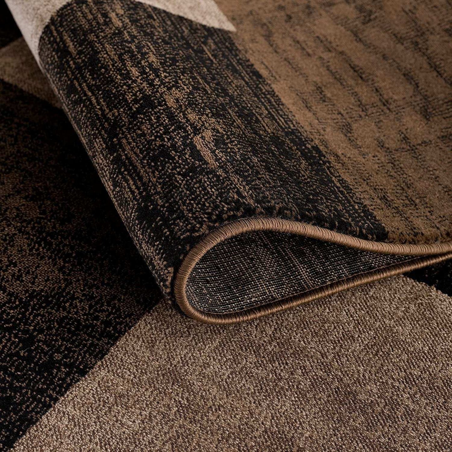 10' Brown Checkered Power Loom Runner Rug - Homeroots - Flyclothing LLC