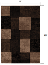 10' Brown Checkered Power Loom Runner Rug - Homeroots - Flyclothing LLC