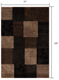 10' Brown Checkered Power Loom Runner Rug - Homeroots