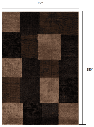 2' X 15' Brown Geometric Blocks Runner Rug - Homeroots - Flyclothing LLC