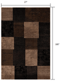 2' X 15' Brown Geometric Blocks Runner Rug - Homeroots