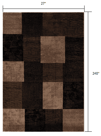 2' X 20' Brown Geometric Blocks Runner Rug - Homeroots - Flyclothing LLC