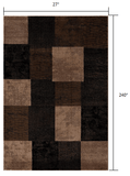 2' X 20' Brown Geometric Blocks Runner Rug - Homeroots
