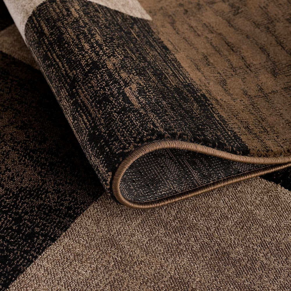 8' Brown Checkered Power Loom Runner Rug - Homeroots - Flyclothing LLC