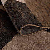 8' Brown Checkered Power Loom Runner Rug - Homeroots