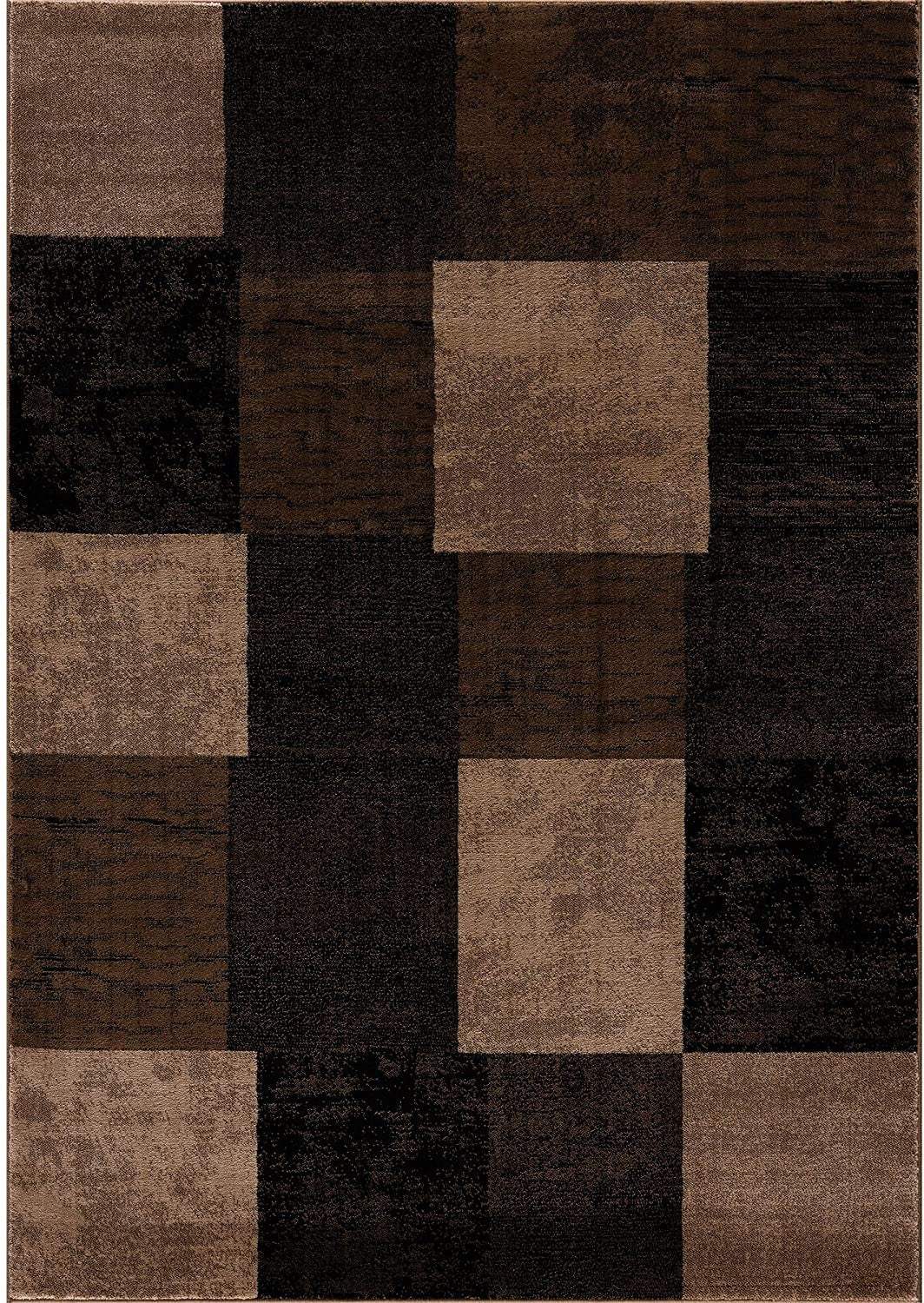 8' Brown Checkered Power Loom Runner Rug - Homeroots - Flyclothing LLC