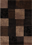 8' Brown Checkered Power Loom Runner Rug - Homeroots