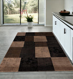 4' X 6' Brown Checkered Power Loom Area Rug - Homeroots