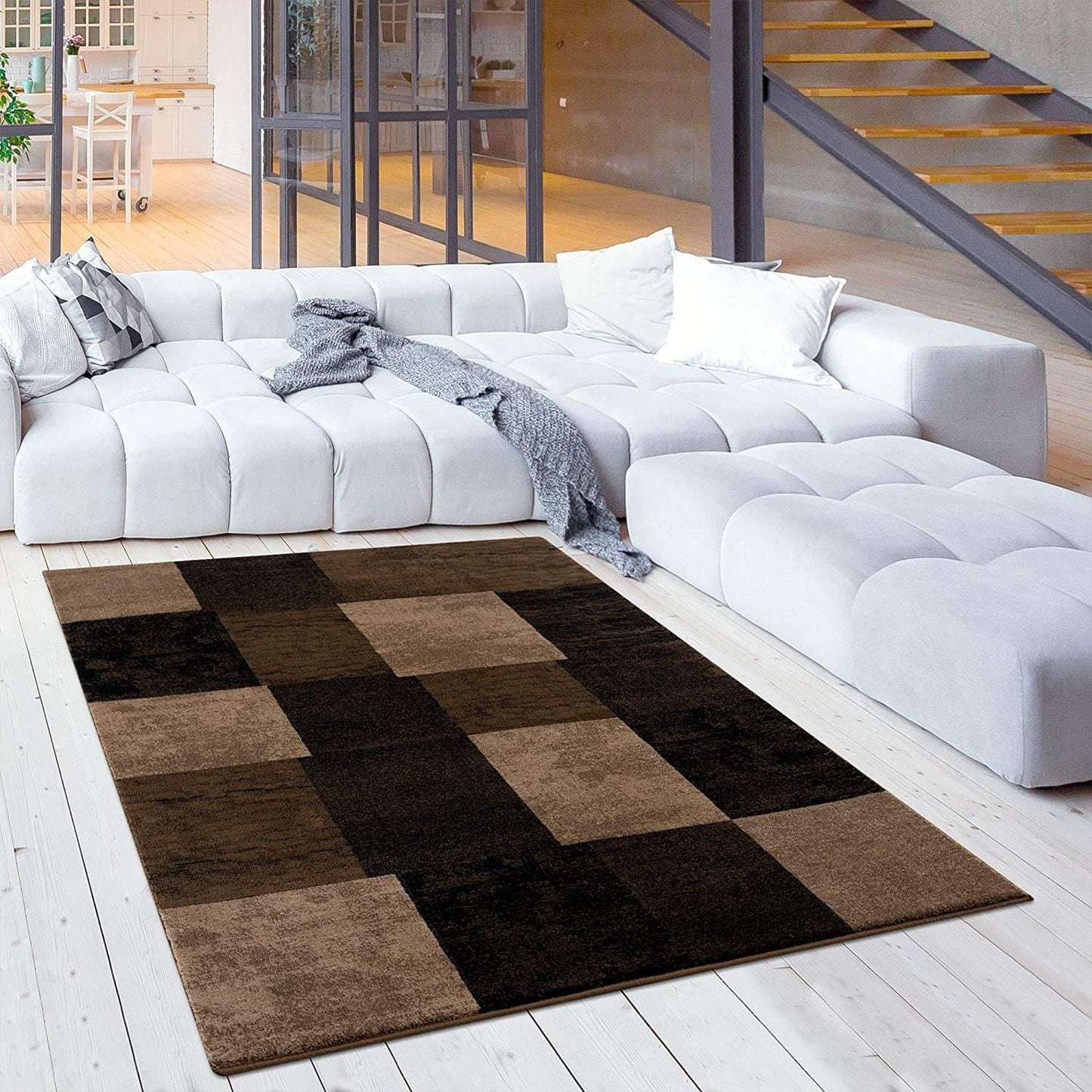 4' X 6' Brown Checkered Power Loom Area Rug - Homeroots - Flyclothing LLC