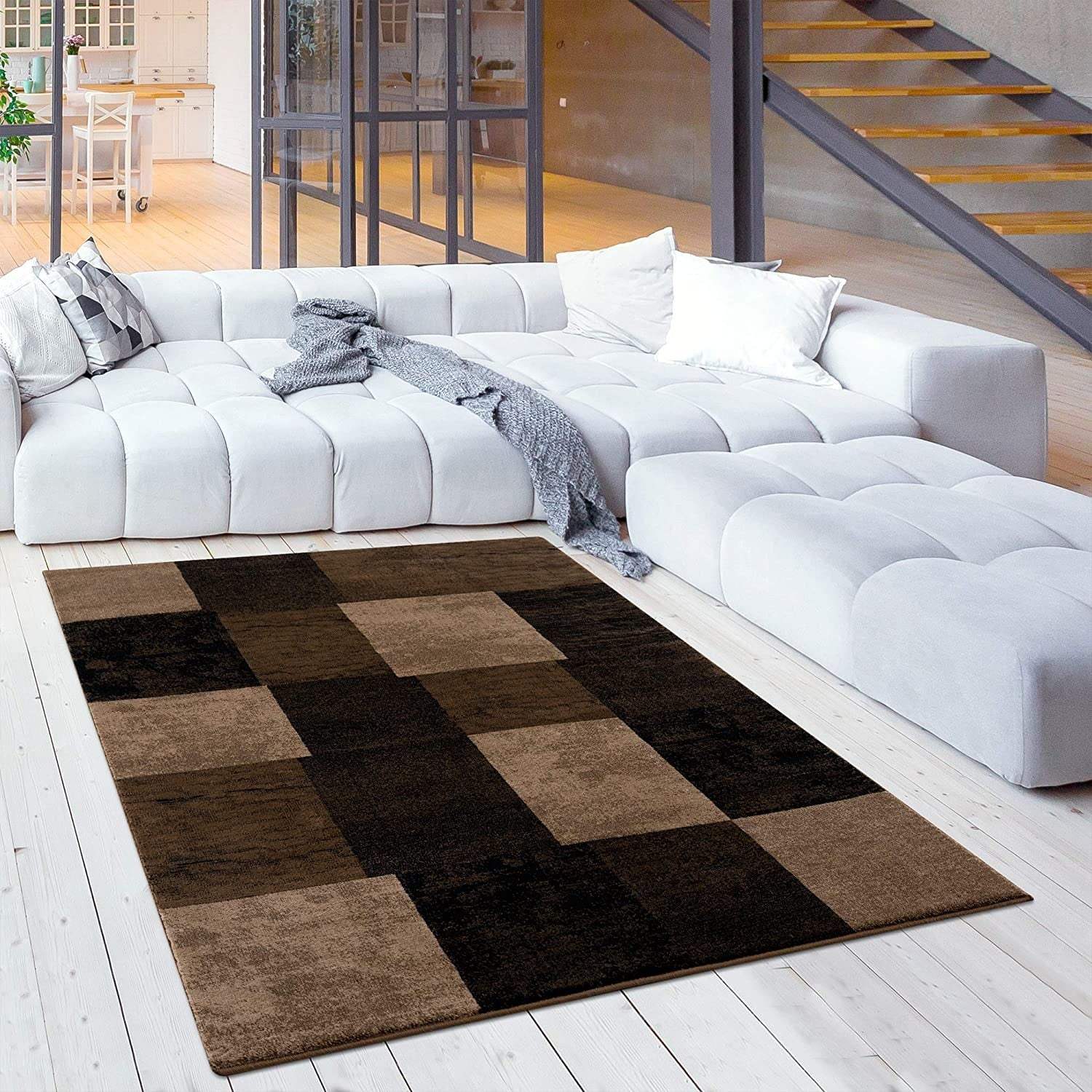 4' X 6' Brown Checkered Power Loom Area Rug - Homeroots - Flyclothing LLC