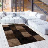 4' X 6' Brown Checkered Power Loom Area Rug - Homeroots