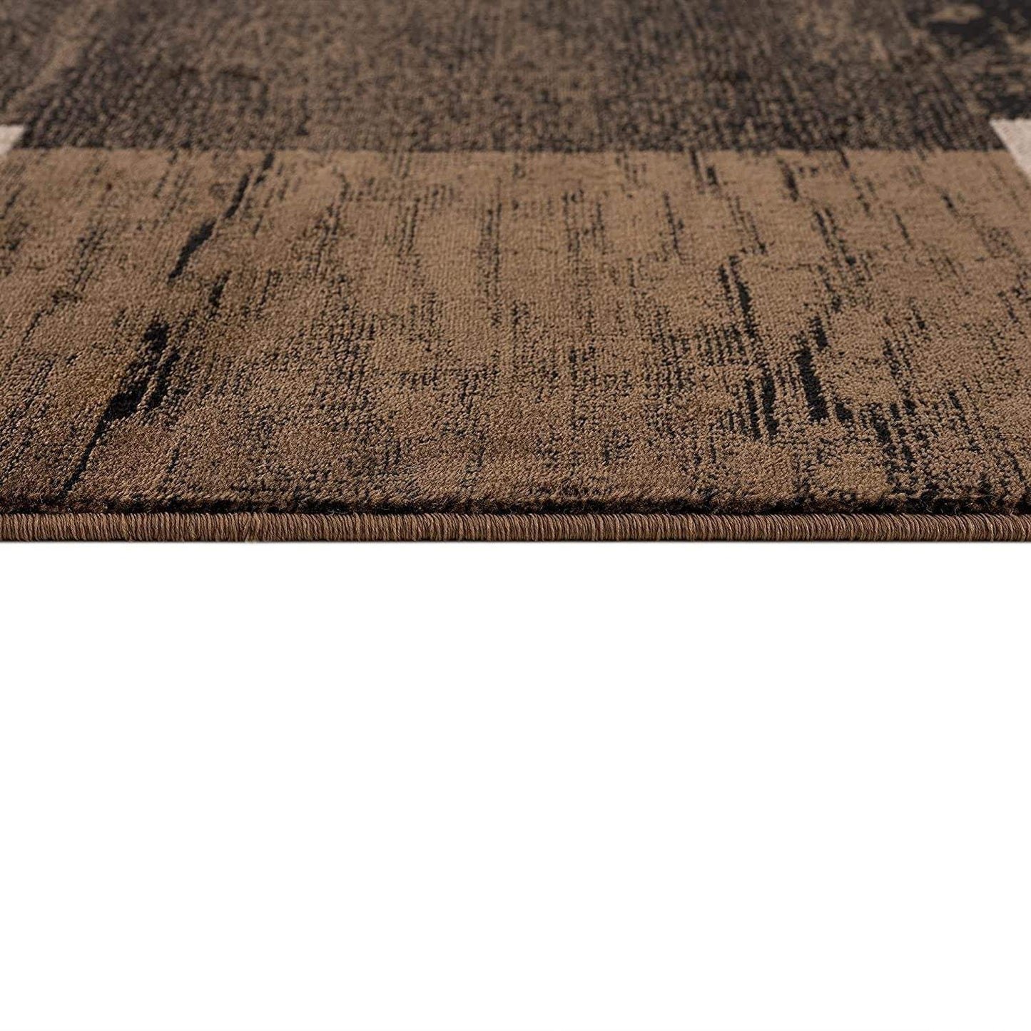 4' X 6' Brown Checkered Power Loom Area Rug - Homeroots - Flyclothing LLC