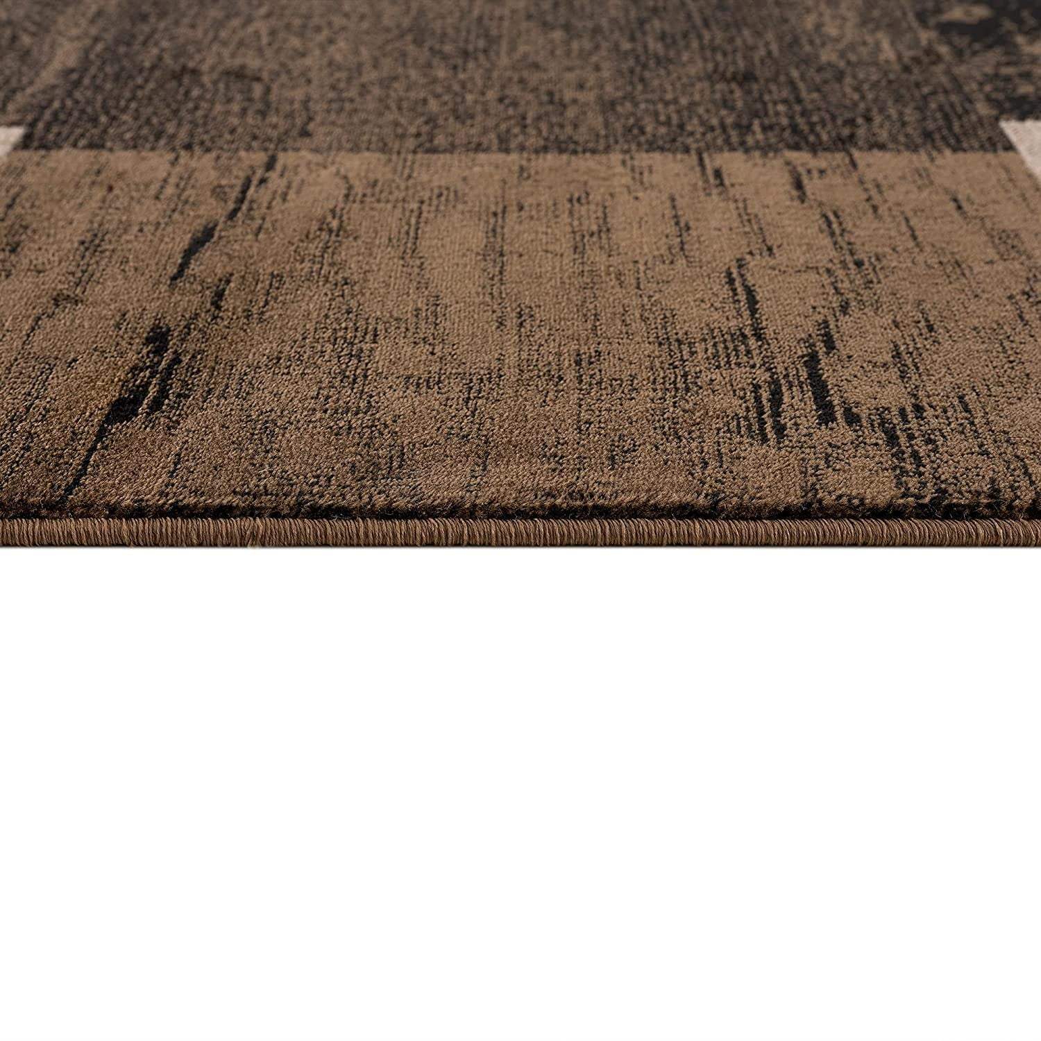 4' X 6' Brown Checkered Power Loom Area Rug - Homeroots - Flyclothing LLC