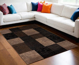 8' X 10' Brown Checkered Dhurrie Area Rug - Homeroots