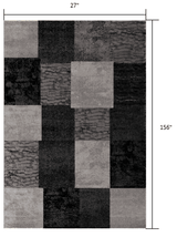 13' Runner Grey Checkered Power Loom Runner Rug - Homeroots - Flyclothing LLC