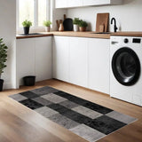 2' X 5' Grey Checkered Area Rug - Homeroots