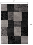 2' X 5' Grey Checkered Area Rug - Homeroots