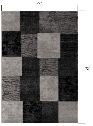 2' X 6' Gray Geometric Blocks Area Rug - Homeroots - Flyclothing LLC