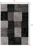 2' X 6' Gray Geometric Blocks Area Rug - Homeroots