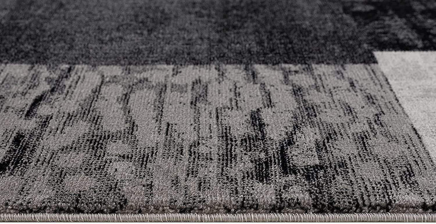 8' Grey Checkered Power Loom Runner Rug - Homeroots - Flyclothing LLC