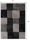 8' Grey Checkered Power Loom Runner Rug - Homeroots