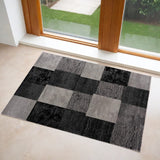3' X 5' Gray Checkered Power Loom Area Rug - Homeroots