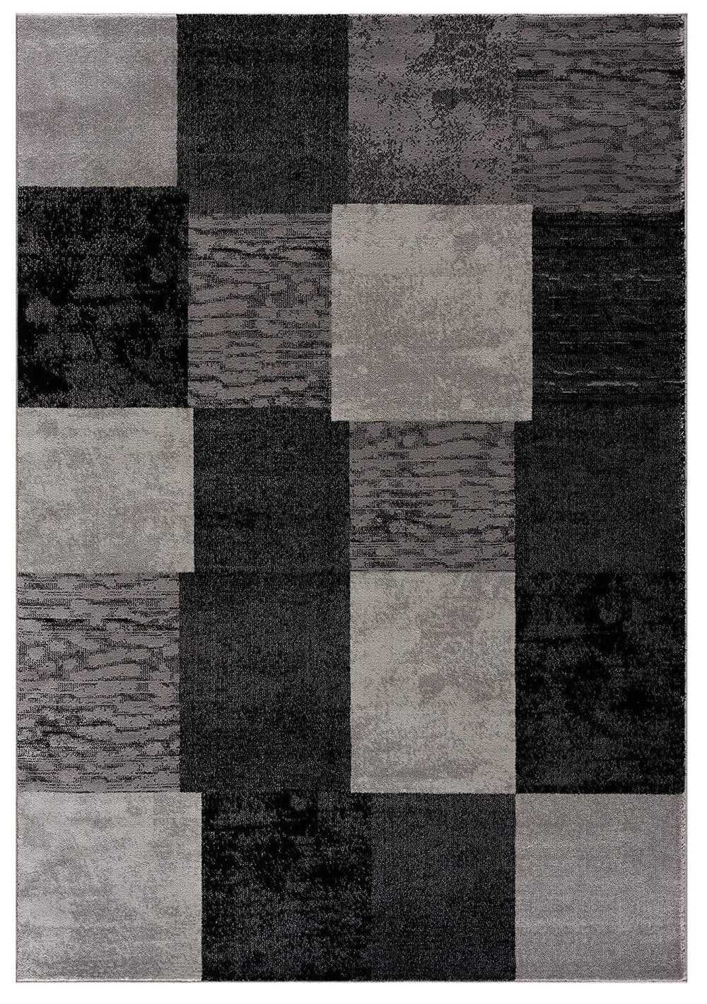 3' X 5' Gray Checkered Power Loom Area Rug - Homeroots