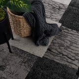 3' X 5' Gray Checkered Power Loom Area Rug - Homeroots