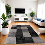 4' X 6' Gray Checkered Power Loom Area Rug - Homeroots