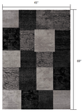 4' X 6' Gray Checkered Power Loom Area Rug - Homeroots
