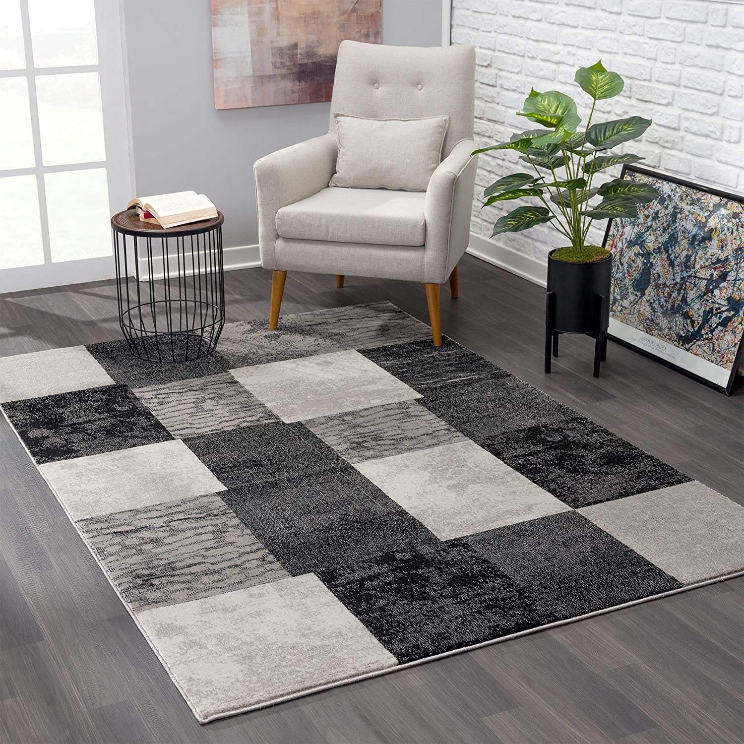 6' X 9' Gray Checkered Dhurrie Area Rug - Homeroots - Flyclothing LLC