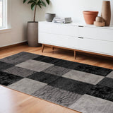 8' X 10' Gray Checkered Dhurrie Area Rug - Homeroots