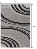 10' Gray Abstract Power Loom Runner Rug - Homeroots