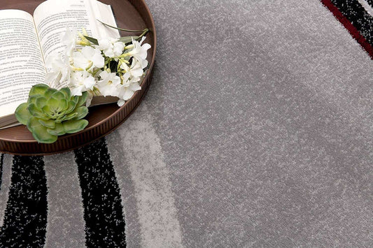 13' Runner Gray and Black Abstract Shag Power Loom Runner Rug - Homeroots - Flyclothing LLC