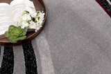 13' Runner Gray and Black Abstract Shag Power Loom Runner Rug - Homeroots