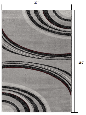 15' Gray Abstract Power Loom Runner Rug - Homeroots - Flyclothing LLC