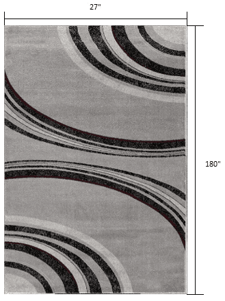 15' Gray Abstract Power Loom Runner Rug - Homeroots - Flyclothing LLC