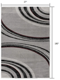 15' Gray Abstract Power Loom Runner Rug - Homeroots