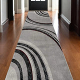 15' Gray Abstract Power Loom Runner Rug - Homeroots